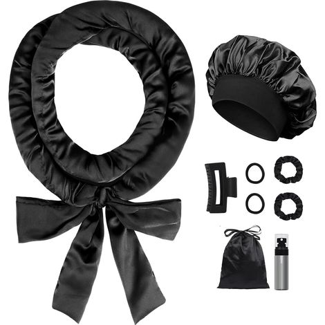 Ricci senza calore 70 cm - Bigodini satinati senza calore  Set di 9 arricciacapelli senza calore con cuffia da notte  Per capelli lunghi e medi (regalo per donne/adolescenti)