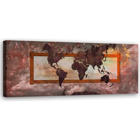 Tableau sur toile Carte du monde vintage 90x30 (1/5)