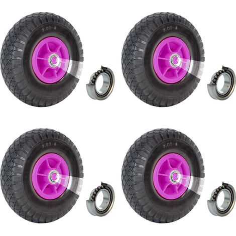 4x Sackkarrenrad 260x85mm 3.00-4 Bollerwagenrad Luftrad Ersatzrad Nabenlänge 60mm Kugellager (1/5)