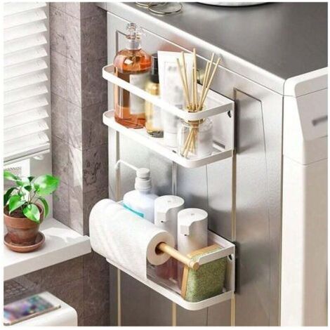 QORVA-Support de rangement pour réfrigérateur et cuisine, support de rangement pour condiments de cuisine, blanc de petite taille (1 pièce) (1/4)