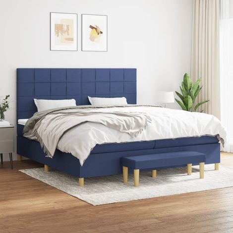 Lit adulte Moderne,Lit à sommier tapissier et matelas Bleu 200x200 cm Tissu -89623 (1/5)