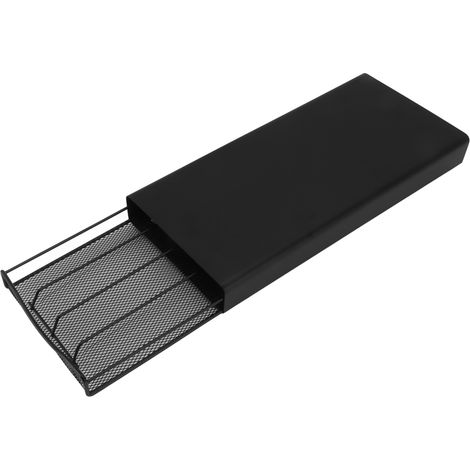 Tiroir de rangement pour dosettes de café, 40 capsules, support organiseur en métal noir pour maison, café et bureau (1/5)