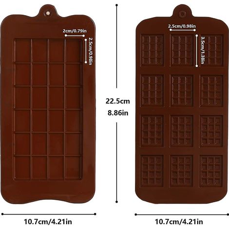 Silikonformen für Schokolade und Süßigkeiten (2 Stück) - Set mit Formen für feine Schokoladentafeln und Lebkuchen, ideal zur Herstellung von Schokolade und Gelee. (1/4)