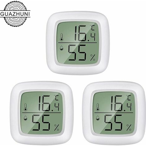 Indoor Thermometer, Home Thermometer 3 Piece Mini LCD Portable Indoor Thermometer Hygrometer -20℃ 60℃, 10%99% RH Suitable for Children's Rooms, Elderly Rooms etc. (1/5)
