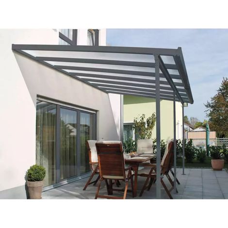 pergola da esterno in alluminio colore antracite con copertura in policarbonato, 5x3 metri (1/4)