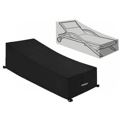 Housse de protection imperméable, coupe-vent et anti-UV pour chaise longue et chaise de plage, en tissu oxford 210D (210 × 75 × 40/80 cm) — Noir