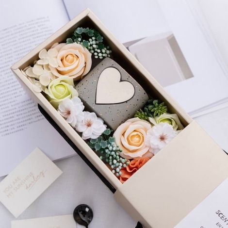 Bougie Parfumée - Boîte Cadeau Pour Occasion Romantique - Idéal Salle De Bain Chambre - 100 % Cire De Soja - 200 G - Parfum Vanille Et Fleur De Cerisier - Lot De 3
