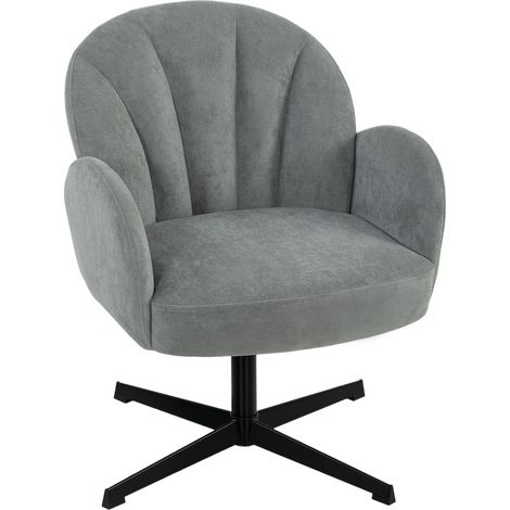 HOMCOM Modern Accent Chair, Shell Swivel Armchair, Grey