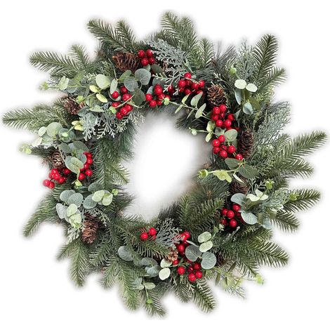 Couronne décorative en plastique, guirlande Viridis, Ø 50 cm, verte, 1 pièce (1/2)