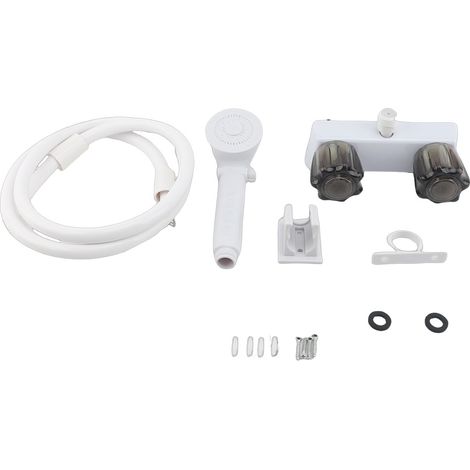 Robinet de douche pour camping-car avec pommeau et flexible, vanne de dérivation portable, blanc (1/5)