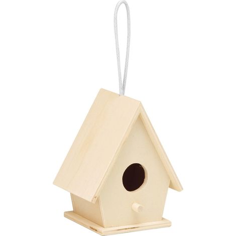 GLOREX Inspirations GLOREX 6 2003 332-Casetta per Uccelli in Legno di pioppo, con 1 Foro, Circa x 12,5 cm, Miscela FSC, per autopittura, Progettazione e Decorazione, Wood-Coloured, 10 x 7,5 x 12,5