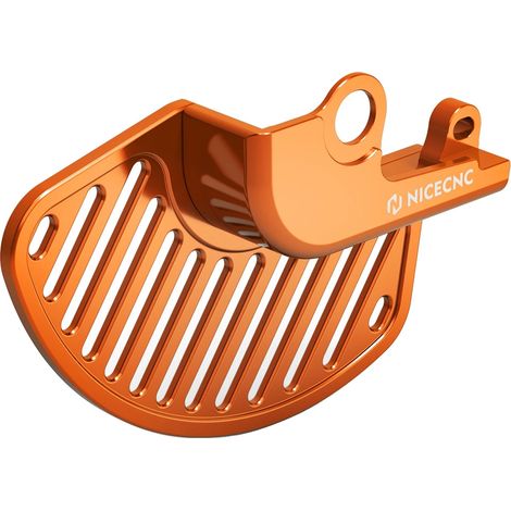 Protector de disco de freno, aluminio forjado, diseño ligero, delantero naranja. (1/2)