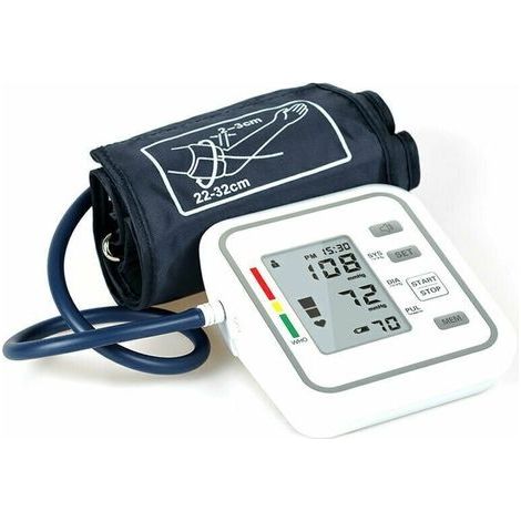 Automatic electronic upper arm blood pressure monitor with large LCD screen. Intelligent digital blood pressure measuring tool.