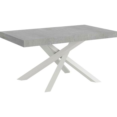 Table extensible 160/264x90 cm Volantis pieds béton blanc