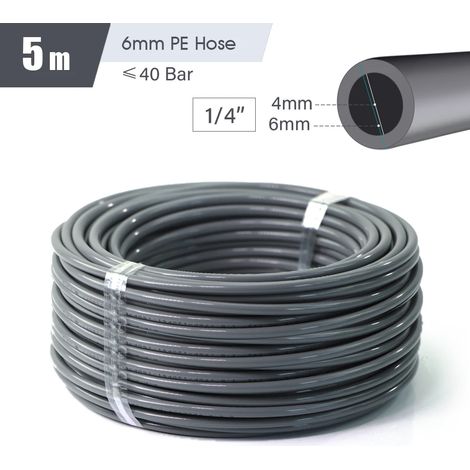 Raccord rapide pour tuyau d'arrosage PE 1/4", 3/8" 1/2" (diamètre extérieur 16 mm, 12 mm et 6 mm) - 5 m (1/5)