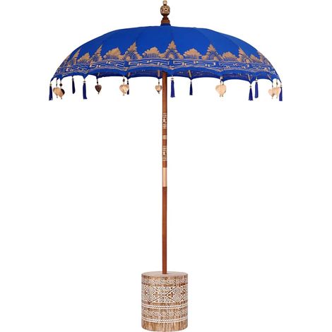 Balinesischer Sonnenschirm mit Sockel Blau 185 x 185 x 260 cm vidaXL (1/5)