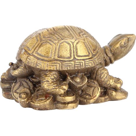 Handgefertigtes Dekorationsobjekt aus fein gearbeiteter Bronze, das eine chinesische Glücksschildkröte darstellt. (1/5)