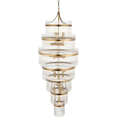 Lampadario Art Déco ottone anticato 21xE14 Marietta (1/5)