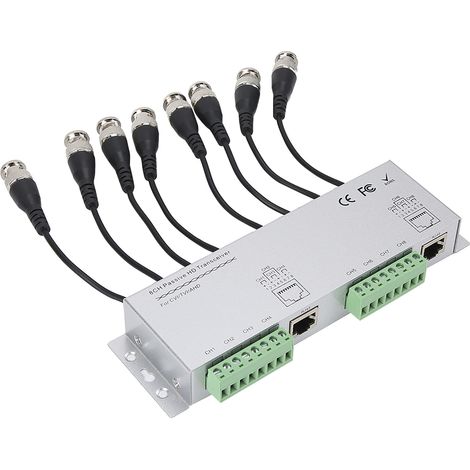 Adaptateur émetteur-récepteur 8 canaux HD BNC mâle vers UTP, balun vidéo passif pour système de caméra CCTV (1/5)