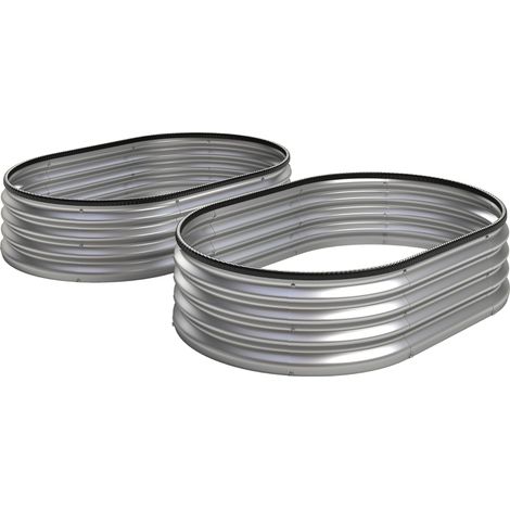 Hochbeet Metall 2er Set 135 x 90 x 30cm Oval Hochbeete mit Gummistreifen