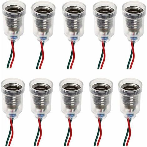 E10 LED-Lampen, Schraubsockel, kleine Kerzenlampen, kleine Lampenfassung, Lampensockel mit Kabel, Fassung für Heimexperimente, Prüfung elektrischer Schaltungen, Beleuchtungszubehör, 20 cm (1/5)