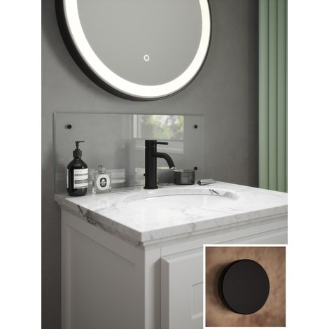 Clear Glass Bathroom Splashback (Matt Black Cap) 250mm x 600mm x 4mm (1/4)