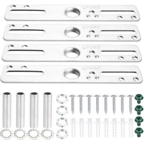 BUNTHAUS Lntyq Kit de fixation pour plafonnier 4 pouces, 4 pièces, barre transversale universelle pour lustres et appliques murales, argent