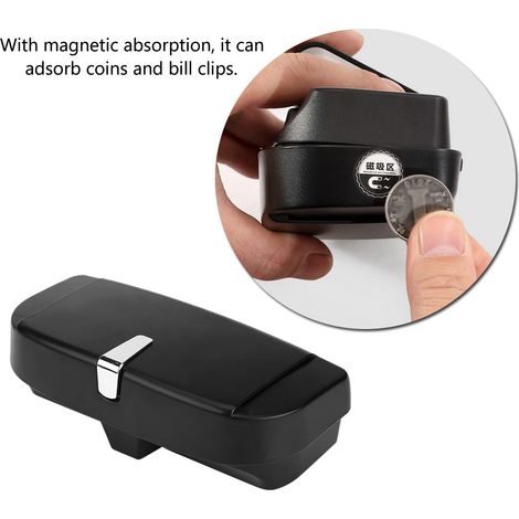 Étui universel de rangement pour lunettes de voiture, clip de fixation polyvalent, organiseur noir pour pare-soleil (1/5)