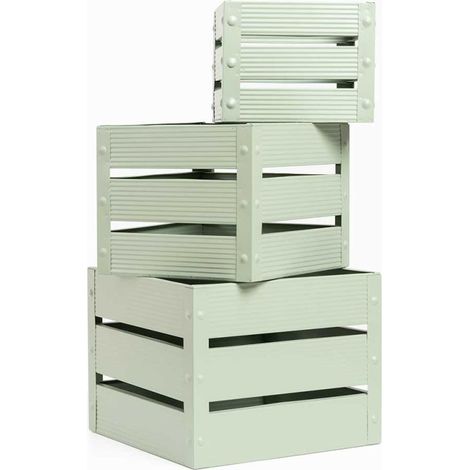 Organizadores - Set 3 Cajas Metálicas Torix - Celadón