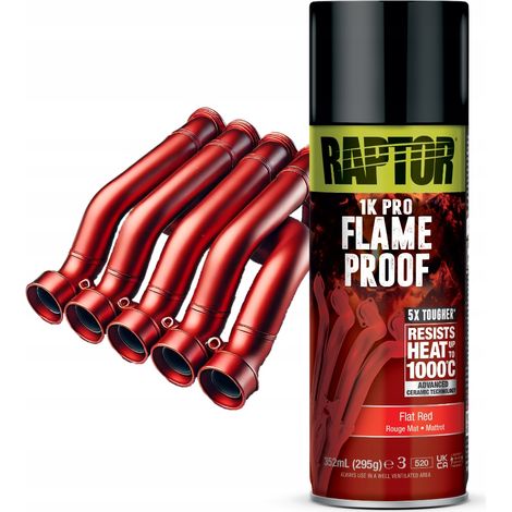 Raptor-Lack für Abgaskrümmer, rot, matt, hitzebeständig bis 1000 °C (1/2)