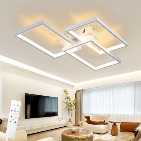 GBLY Plafoniera LED per soggiorno Lampada da soffitto moderna - Lampada da soggiorno dimmerabile 72W 80CM con telecomando Lampada da camera da letto bianca Design rettangolare in metallo