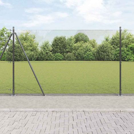Zaunpfosten Grau 10 x 1,4 m (12 x 12 mm Maschen) Stahl und PVC