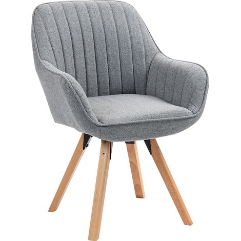 MEUBLES COSY Silla de comedor giratoria escandinava CARSON en tela gris