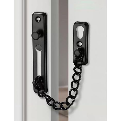 Serrure de porte de sécurité à chaîne, verrou de porte robuste avec boutons-pression à ressort, serrures à chaîne en acier inoxydable pour porte intérieure (1/4)