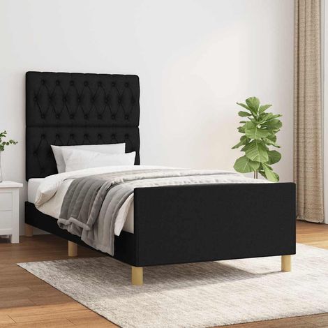 Cadre de lit sans matelas noir 90x190 cm tissu (1/5)
