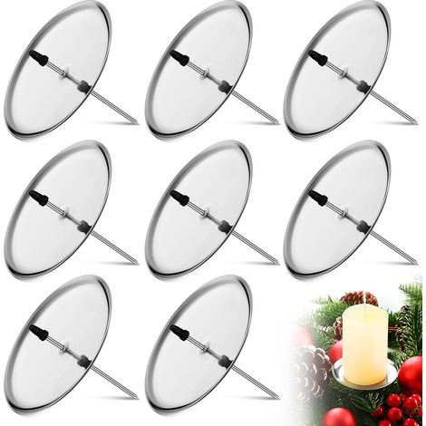 8 Pièces 6 cm/ 2,4 Pouces Bougeois à Plaque en Métal Chandelies de Couonne de l'Avent Plaques à Bougie de l'Avent Assiettes Pote-Bougies pou l'Avent, Noël, Décoation de Table (Agent) (1/5)
