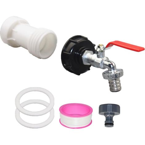 Robinet de Cuve 1000L - Adaptateur de Réservoir en Alliage, IBC Connecteur à Filetage et Raccord pour Tuyau D'Arrosage, Récupérateur Eau De Pluie (1/5)
