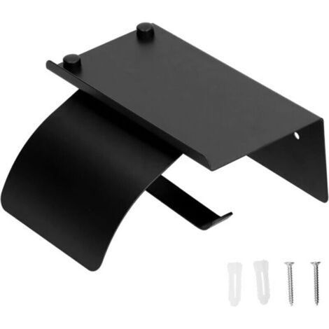 ALLIANDISBlack Toilet Paper Holder, Stainless Steel Rustproof Wall Mounted Toilet Roll Holder with Shelf for Bathroom (1/4)