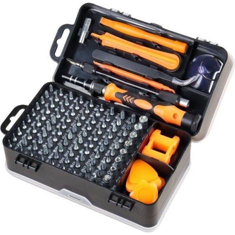Jeu de tournevis 135 en 1, tournevis magnétique de précision, embouts Torx, outils multifonctions isolés, kit d'outils manuels de réparation de téléphone (couleur orange)
