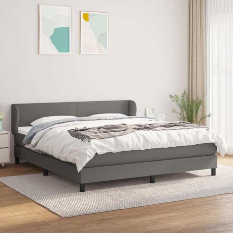 Cama box spring con colchón tela gris oscuro 160x200 cm (1/5)