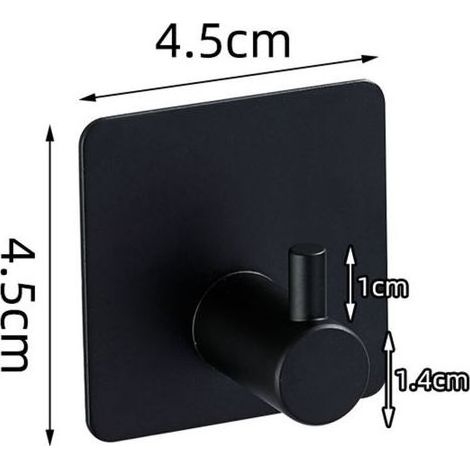 Crochet adhesif mural - 6 pcs. accroche serviette salle de bain noir, accroche torchon cuisine - Porte serviette salle de bain (1/4)