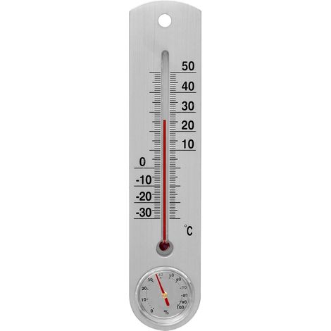 Universelles Silberthermometer mit Hygrometer (-30 °C bis +50 °C) 25 cm