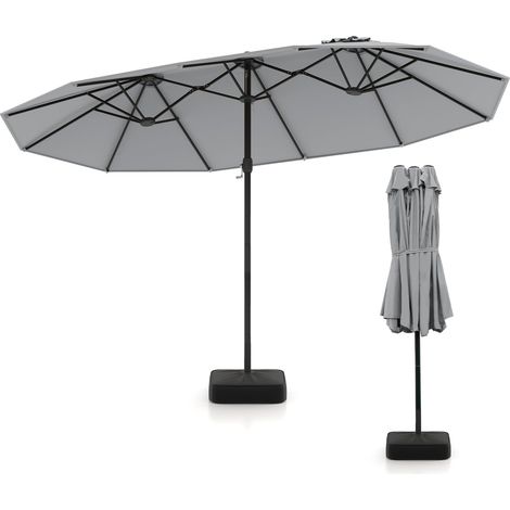 COSTWAY Ombrellone Giardino Doppio 443 x 265 cm, con Base (Grigio) (1/5)