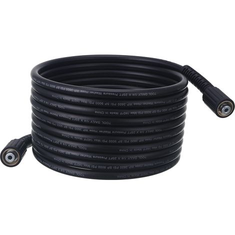 Tuyau Haute Pression 7,5 m x 1/4", Raccord M22 14 mm, 250 bar Flexible de Remplacement pour Nettoyeur Haute Pression, Anti-Vrille, Compatible avec la Plupart des Marques, Noir (1/5)