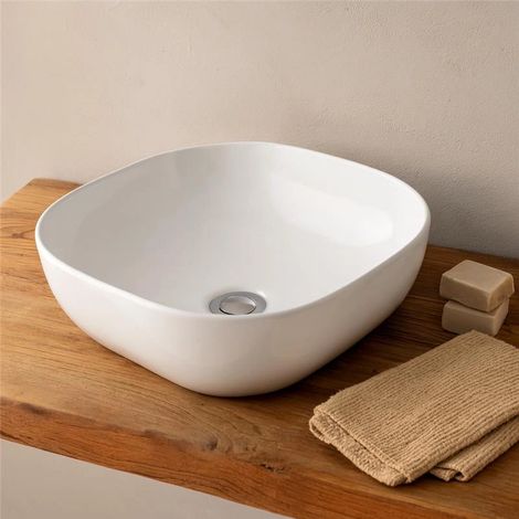 Exagonshop Ciotola 41,5x41,5 da appoggio in ceramica Bianco