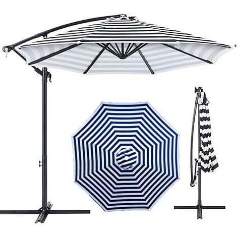 Ersatz-Sonnenschirmbezug, 7ft/9ft/10ft Gartenabdeckung, waschbarer Terrassenüberdachung (Rot, 9ft 8 Rippen) (Blau gestreift, 9ft 6 Rippen) (1/5)