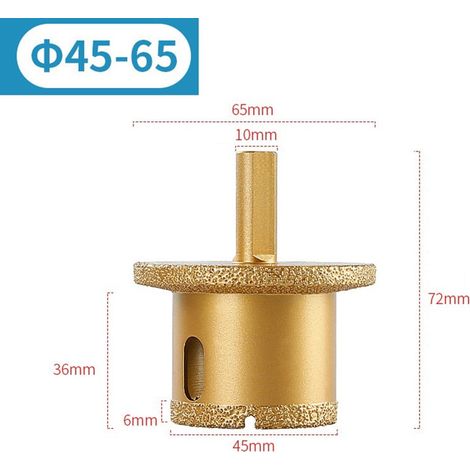 Foret à Couronne Diamant - Soudé Sous Vide - Pour Marbre Granit Carrelage Verre - Tige Triangulaire ou Filetage M10 - 40-60 mm à 50-70 mm - 1 Pièce (1/5)