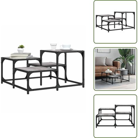 The Living Store Couchtisch Grau Sonoma 68x68x40 cm Holzwerkstoff - Wohnzimmermöbel (1/5)