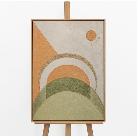 Gemälde Geometrie der Sonne Rahmen Eichefarben 70x50 cm (1/5)