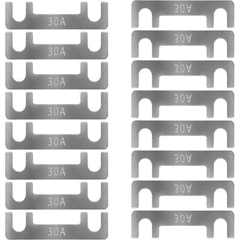 16 x Fusibili piatti per auto, strisce di fusibili per auto da 30A 40A 50A 60A 70A 80A 100A 110A 125A 150A per auto/camion/camper/moto (30A) (1/5)